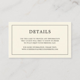 Einfache Cream Monogram Elegante Hochzeit Begleitkarte