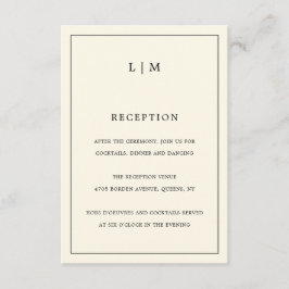 Einfache Cream Monogram Elegante Hochzeit Begleitkarte