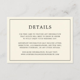 Einfache Cream Monogram Elegante Hochzeit Begleitkarte