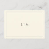Einfache Cream Monogram Elegante Hochzeit Begleitkarte (Rückseite)