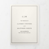 Einfache Cream Monogram Elegante Hochzeit Dreifach Gefaltete Einladung (Cover)