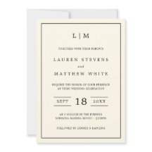 Einfache Cream Monogram Elegante Hochzeit