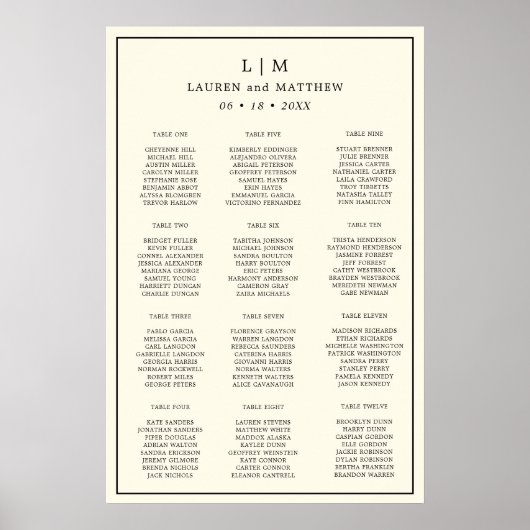 Einfache Cream Monogram Elegante Hochzeit Poster (Vorne)