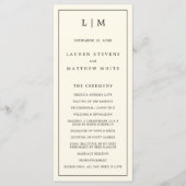 Einfache Cream Monogram Elegante Hochzeit Programm (Vorderseite)