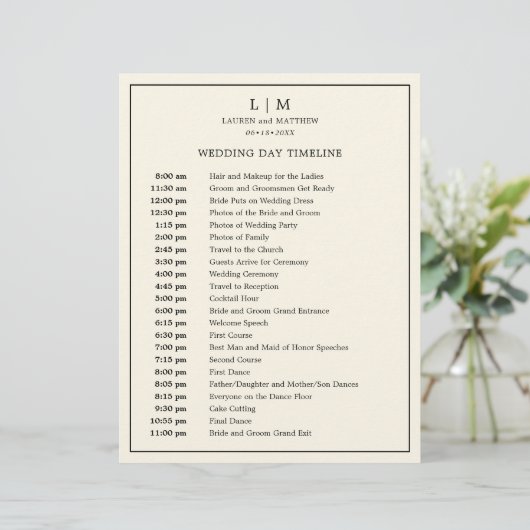 Einfache Cream Monogram Elegante Hochzeitzeitschri (Stehend Vorderseite)