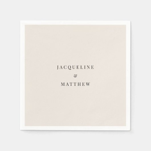 Einfache Cream Wedding Cocktail Serviette (Vorderseite)