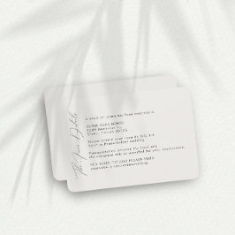 Einfache Cream Wedding Finer Details Eintrittskart Begleitkarte