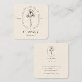 Einfache Creme Floral Business Card für mit Logo Quadratische Visitenkarte (Vorne/Hinten)