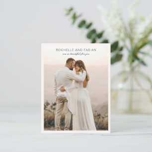 Einfache Creme-Foto-elegante Hochzeit Dankeskarte