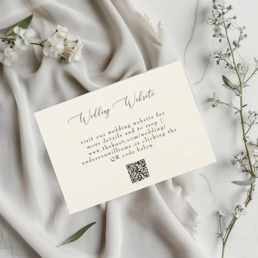 Einfache Creme-Hochzeits-QR-Code-Website RSVP Karte