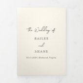 Einfache Creme Moderne Hochzeit Dreifach Gefaltete Einladung (Cover)