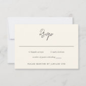 Einfache Creme Moderne Hochzeit RSVP Karte (Vorderseite)