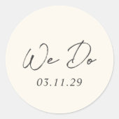 Einfache Creme Moderne Hochzeit Runder Aufkleber (Vorderseite)