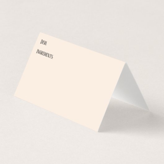 Einfache Creme Potluck Dish Rezept Zelt Cards Visitenkarten (Vorderseite)