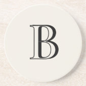 Einfache Creme- & schwarze Monogramm-Creme  Getränkeuntersetzer (Vorne)