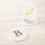 Einfache Creme & schwarzes Monogramm Creme  Getränkeuntersetzer<br><div class="desc">Creme und schwarzes Monogramm Creme Hintergrund Stein Untersetzer. Monogramm Geschenk.</div>