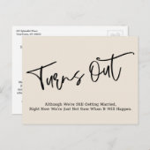 Einfache Creme vertagt Hochzeitsankündigung Postkarte (Vorne/Hinten)