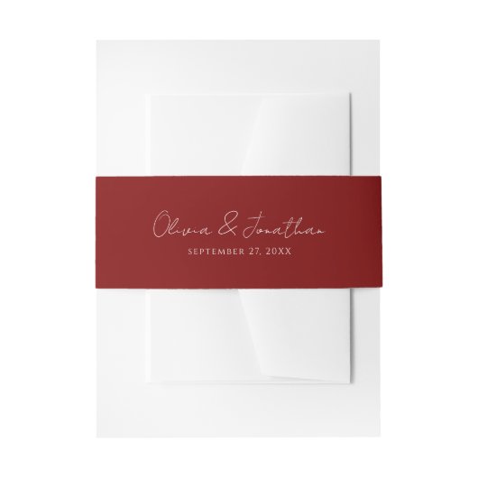 Einfache Crimson Red Handwriting SkriptWedding Einladungsbanderole (Vorderseite Beispiel)