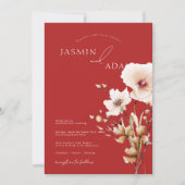 Einfache Crimson Red Pink Wildblumen Blumenhochzei Einladung (Vorderseite)