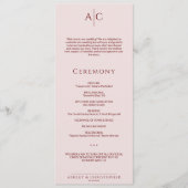 Einfache Crimson & Rose Monogram-Hochzeit Programm (Vorderseite)