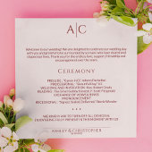 Einfache Crimson & Rose Monogram-Hochzeit Programm