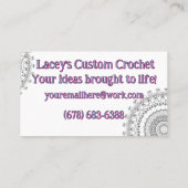 Einfache Crochet Art Business Card Visitenkarte (Rückseite)