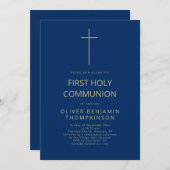 Einfache Cross Boy Erste Heilige Kommune Marine Go Einladung (Vorne/Hinten)