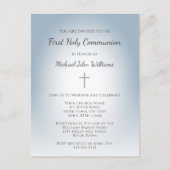 Einfache Cross Boys Erste Kommune Dusty Blue Einladungspostkarte (Vorderseite)