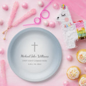 Einfache Cross Boys Erste Kommunionsfeier Blau Pappteller (Party)