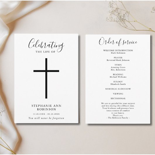 Einfache Cross Celebration of Life Order of Servic Programm