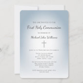 Einfache Cross Dusty Blue Boys erste Kommune Einladung (Vorderseite)