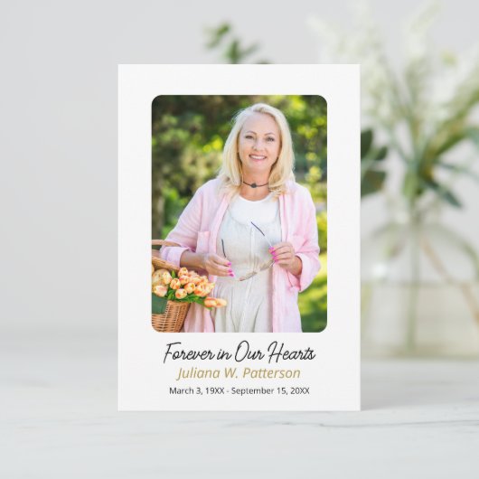 Einfache Cross Foto Beerdigung Dankeschön Karte (Stehend Vorderseite)