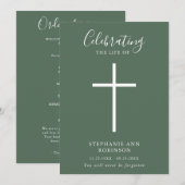 Einfache Cross Funeral Sage Grüne Reihenfolge des Programm (Vorne/Hinten)