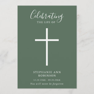 Einfache Cross Funeral Sage Grüne Reihenfolge des  Programm