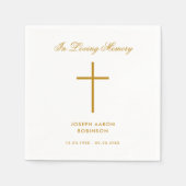 Einfache Cross-Gold-Script-Gedenkfeier Serviette (Vorderseite)