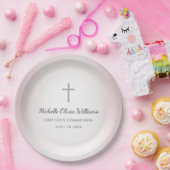 Einfache Cross Rose Gold Erstkommunionsfeier Pappteller (Party)