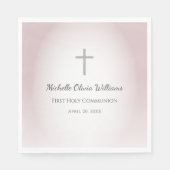 Einfache Cross Rose Gold Erstkommunionsfeier Serviette (Vorderseite)