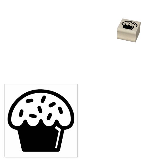 Einfache Cupcake Illustration Mini Gummistempel (Stempel)