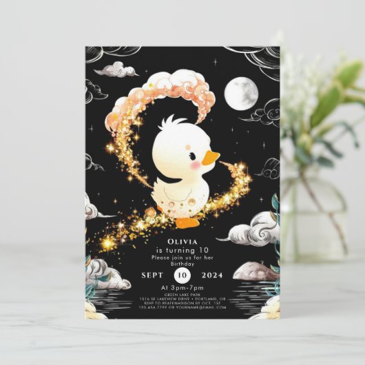 Einfache Custom Duck Birthday Einladung (Stehend Vorderseite)