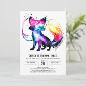 Einfache Custom Fox Digital Boy Geburtstag Einladung (Stehend Vorderseite)