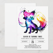 Einfache Custom Fox Digital Boy Geburtstag Einladung (Vorne/Hinten)
