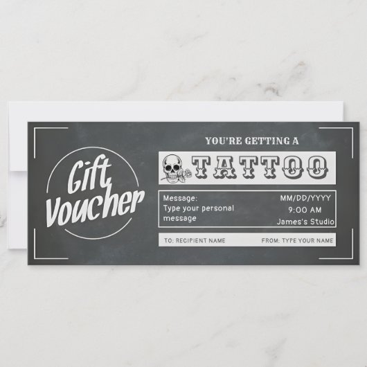 Einfache Custom Tattoo Geschenkgutschein Einladung (Vorderseite)