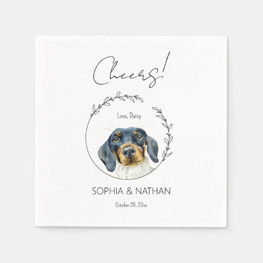 Einfache Dackel Dog Wedding Cocktail Napkins Serviette (Vorderseite)