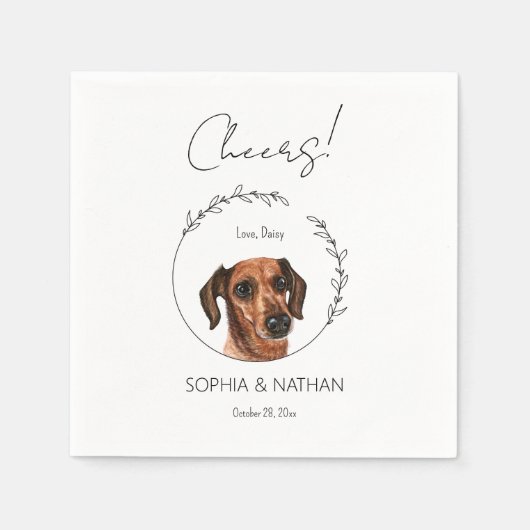 Einfache Dackel Dog Wedding Cocktail Napkins Serviette (Vorderseite)