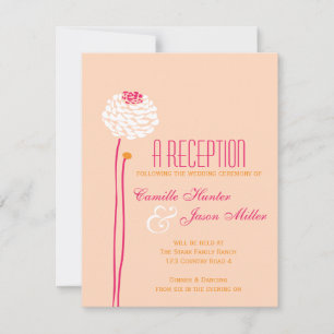 Einfache Dahlie - Rosa und Orange Hochzeitsempfang Einladung