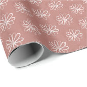 Einfache Daisies Rosa Blütenhandzeichnung Geschenkpapier (Rolleneckpunkt)