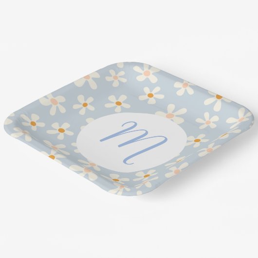 Einfache Daisy-Blume Blau und Weiß, kundenspezifis Pappteller (Gewinkelt)