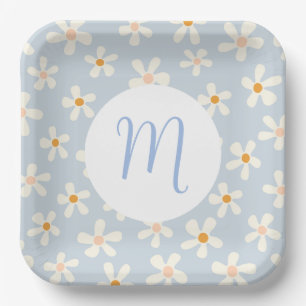 Einfache Daisy-Blume Blau und Weiß, kundenspezifis Pappteller