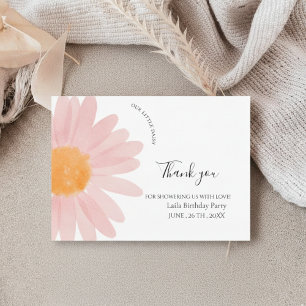 Einfache Daisy Eins Floral 1. Geburtstag  Dankeskarte