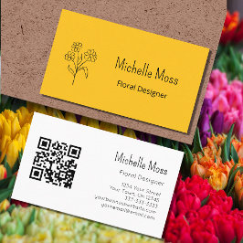 Einfache Daisy QR Code Gold Floral Designer Visitenkarte